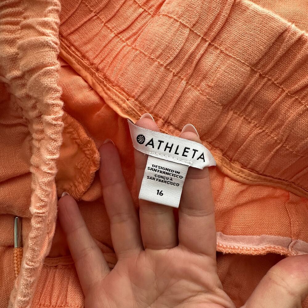 Athleta Cabo Linen Jogger Pants Orange Size 16 - Picture 5 of 6